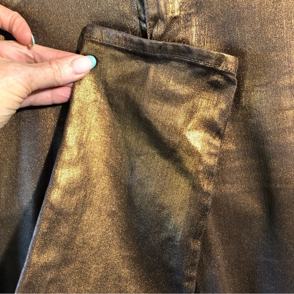 NWOT Rich and Skinny metallic gold bronze color stretch twill skinny jeans 28 - Picture 5 of 9